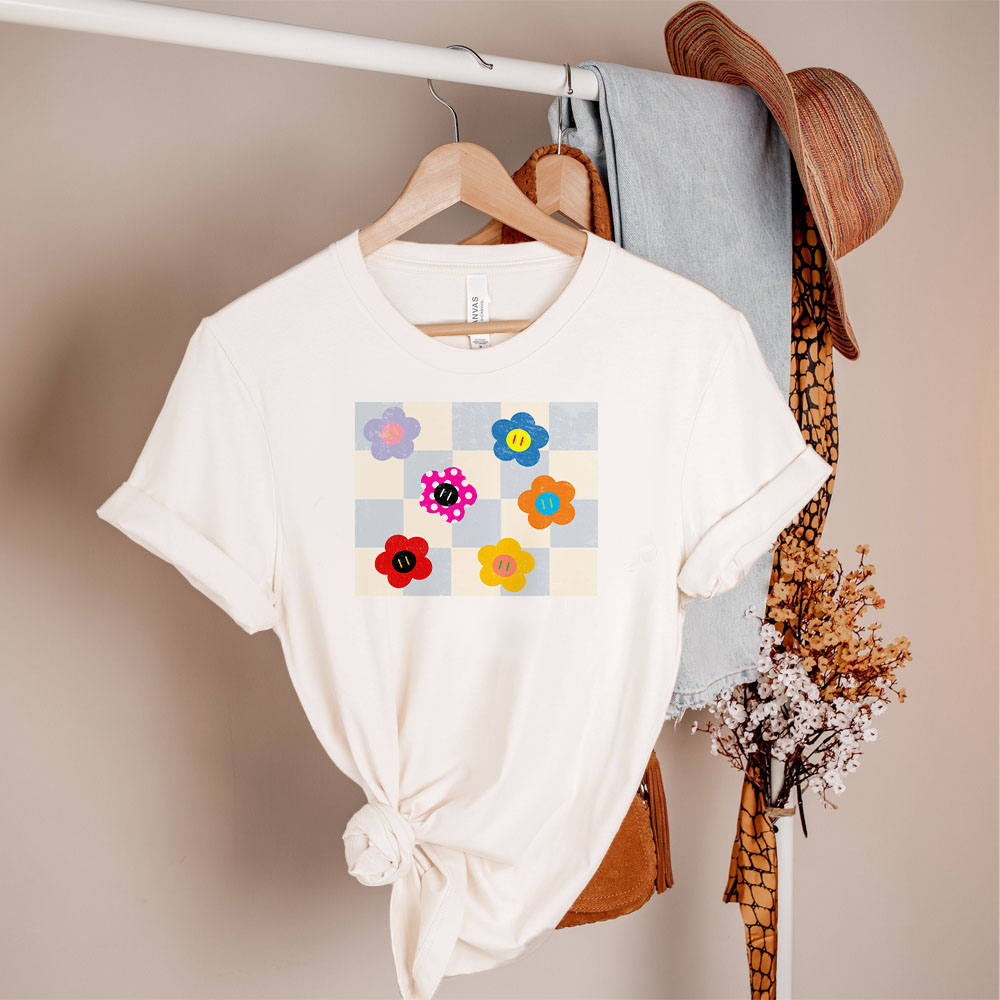 Flower and check t-shirt by teacuptee co